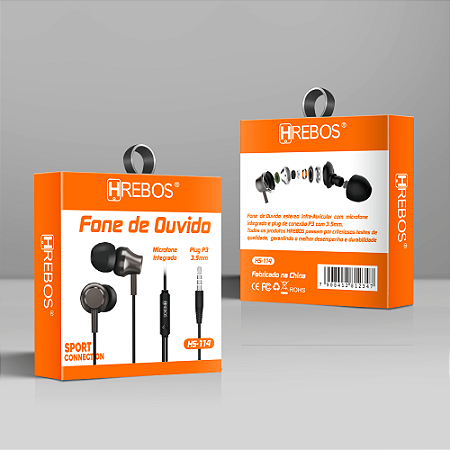 Fone de ouvido estéreo com microfone integrado - Hrebo