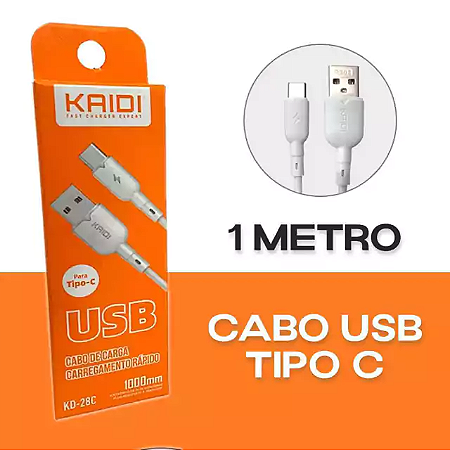 Cabo de dados e carregamento Tipo C Kaidi KD-28C