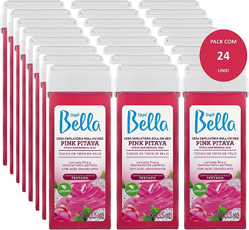 Refil Cera Depilatória Roll-on Pink Pitaya 100g Depil Bella - 24 Unidades