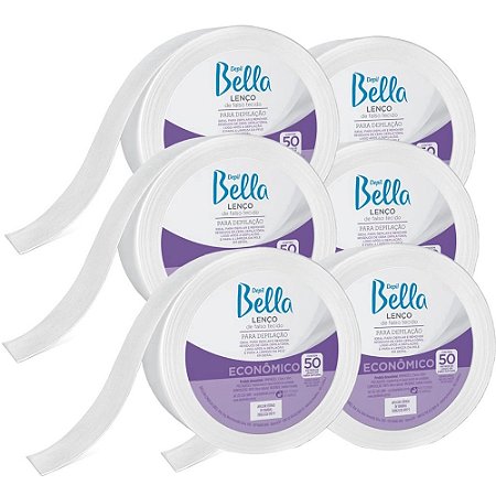 Lenço Para Depilação de Falso Tecido Depil Bella Kit 6 unid. Rolo de 50m