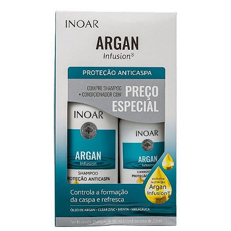 Kit Inoar Argan Infusion Proteção Anticaspa Shampoo 500ml e Condicionador 250ml