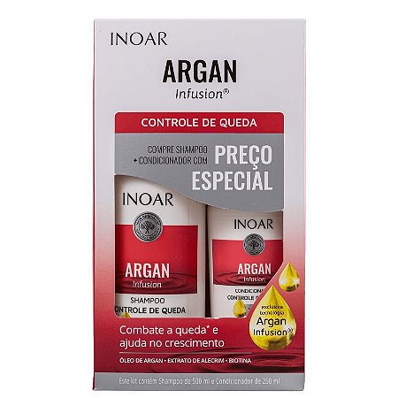 Kit Inoar Argan Infusion Controle de Queda Shampoo 500ml e Condicionador 250ml
