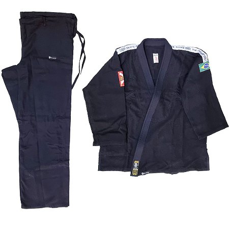 Kimono Adulto de Jiu Jitsu AX Esportes Trançado Preto