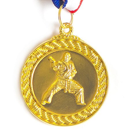 Medalha AX Esportes 50mm A. Marciais Alto Relevo Dourada - Y229D
