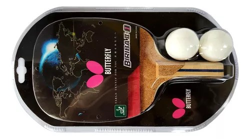 Raquete Tênis de Mesa Kit com 2 bolinhas Butterfly Biriba II Caneta