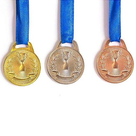 Medalha Honra ao Mérito Ouro/Prata/Bronze AX 35mm - Kit c/ 3 Pçs - YWA468