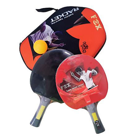 Raquete Tênis de Mesa FOX TOP 7 Estrelas Kit 2 Raq. + 1 Bola com Estojo 622 - Exclusividade