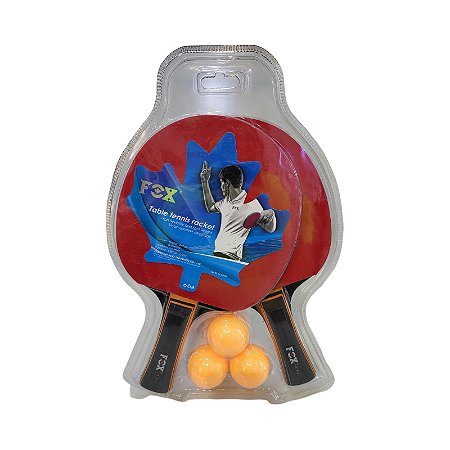 Raquete Tênis de Mesa FOX 1 Estrela Kit 2 Raq. +3 Bolas 623 - Exclusividade