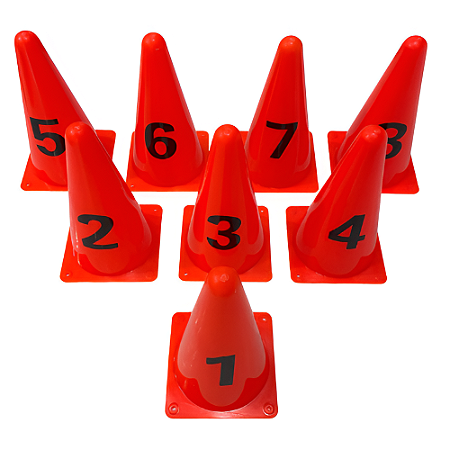 8 Cones 22cm Numerados Laranja AX Para Treino 663 - Exclusividade