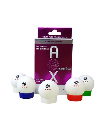Bola Tênis de Mesa 3 Estrelas com 6 Pçs 40mm Branca AX 628 - Exclusividade