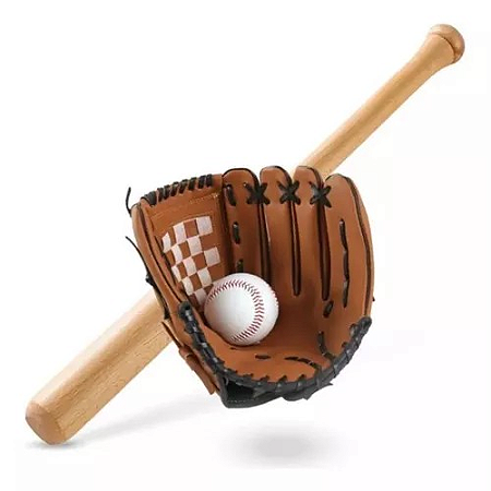 Taco Beisebol Madeira + Luva + Bola + Bolsa Juvenil 62cm AX 25" 580 - EXCLUSIVIDADE