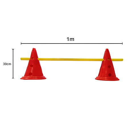 Kit Agilidade 2 Cones de 30cm e 1 Barreira 1mt  Vermelho 602 -  EXCLUSIVIDADE