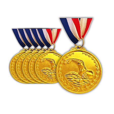 Medalha NATAÇÃO Ouro AX 50mmYWA 458 - PACK COM 10