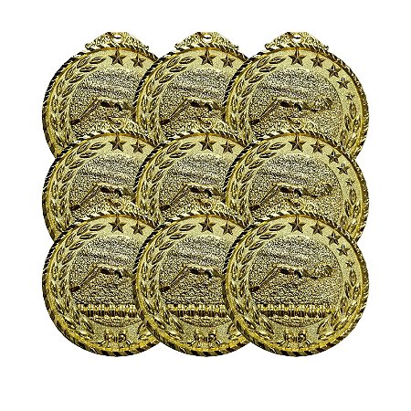 Medalha NATAÇÃO ESTRELA Ouro AX 65mm YWA 470 - PACK COM 10