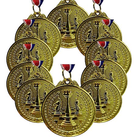 Medalha XADREZ Ouro AX 65mm YWA 470 - PACK COM 10