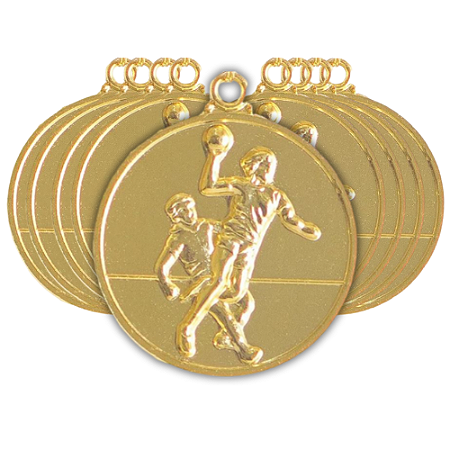 Medalha Handebol Ouro AX 50mm - Y223 - PACK COM 10