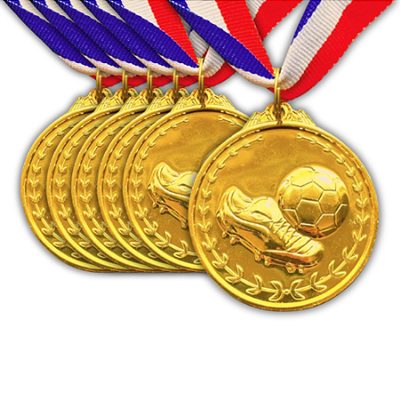 Medalha AX 50mm Dourada - YWA 454 FUTEBOL CHU/BOLA - PACK COM 10
