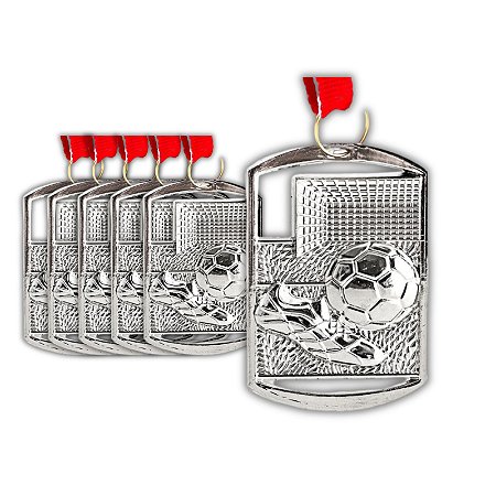 Medalha Futebol Retangular AX 40x60 Prata - FA 469/ YWA 459 - PACK COM 10