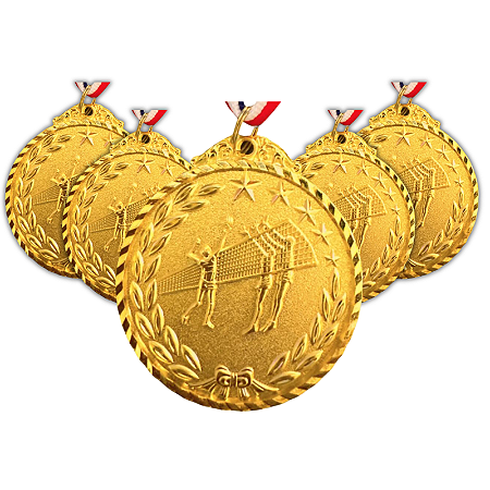 Medalha VOLEI Ouro AX 65mm  - YWA 456 - PACK COM 10