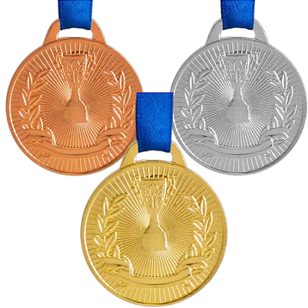 Medalha Honra ao Mérito Ouro Prata Bronze  40mm AX- PACK 12x3  (12 de Cada)