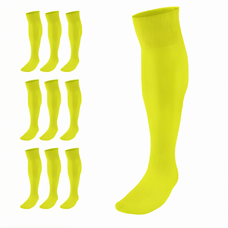 Meião de Futebol AX Esportes Cor Amarelo Cítrico - PACK C/ 12 PARES