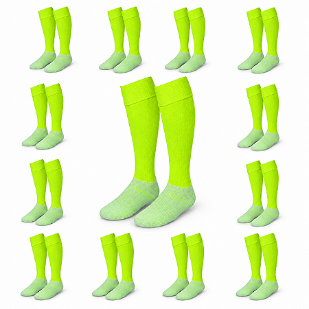 Kit Meião de Futebol AX Esportes Cor Amarelo Cítrico - PACK C/ 12 PARES