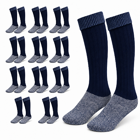Kit Meião de Futebol AX Esportes Cor Azul Marinho - PACK C/ 12 PARES