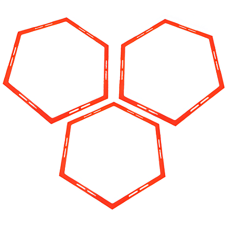 Hexagono AX Agilidade de Treino Para Treino 60cm 669 - PACK COM  3  - Laranja