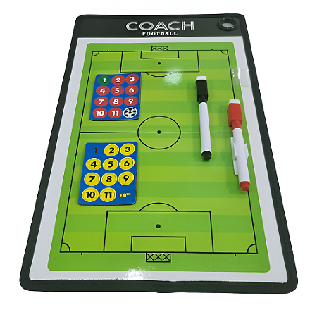 Prancheta Tática Futebol Fina com 2 Canetas e Imãs Adesivo Coach AX - 771