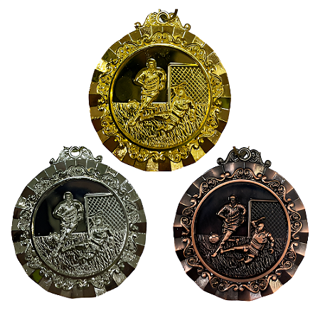 Medalha FUTEBOL CAMPO Ouro/Prata/Bronze  AX 65mm YWA 470 - PACK COM 3 (1 de Cada)