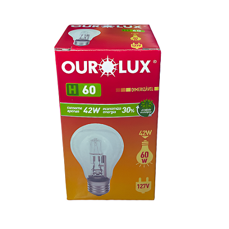 LÂMPADA HALÓGENA BULBO 42W 127V E27 2800K DIMERIZÁVEL OUROLUX 02132