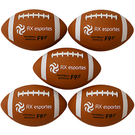 Bola Futebol Americano Marrom Adulto Oficial Tam 9 AX - 708 - PACK COM 5 PEÇAS