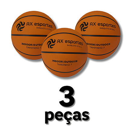 Bola Basquete AX Adulto Oficial TAM 7 PROMO 703 - PACK COM 03 PEÇAS