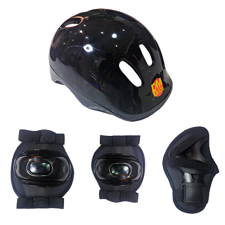 Kit Proteção Completo Infantil Radical Plus DM Joelheira-Cotoveleira-Capacete-Prot. Mão