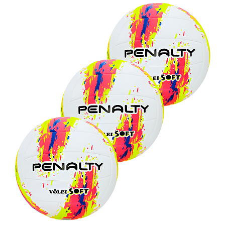 Bola Vôlei Penalty Soft XXIII- Bca/Am/Rs - PACK COM 3 PEÇAS