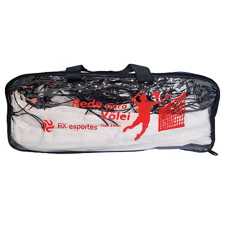 Rede de Volei 1 Lona Fio 2 Top c/ Bolsa e Cabo de Aço AX - 739