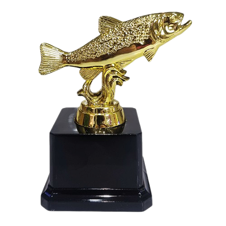 Troféu de Pesca, Peixe 3º Lugar 12cm Base Quadrada AX - 828