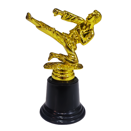 Troféu de Karatê Ajoelhado 15cm Base REDONDA AX - 834