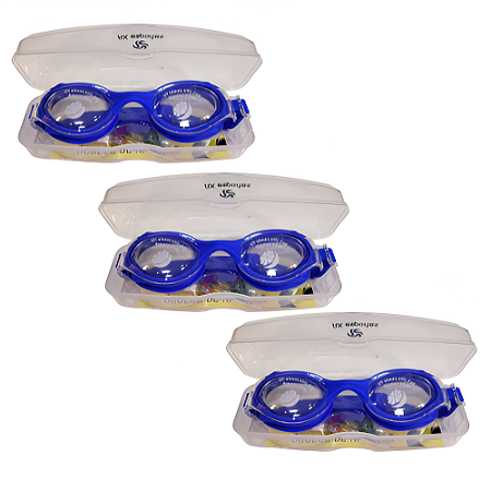 Óculos AX Natação Silicone Advanced Azul Infantil c/ Estojo PROMO - 866 - PACK COM 3