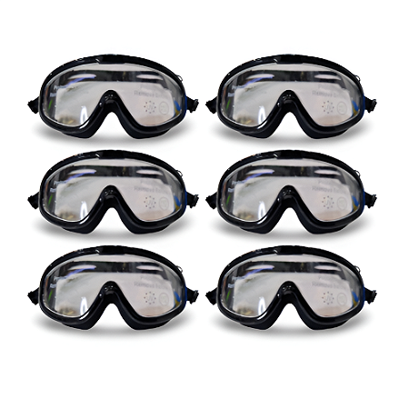 Óculos Natação Infantil Máscara Panorâmica AX Preto Silicone c/Estojo PROMO - 867 - PACK COM 6