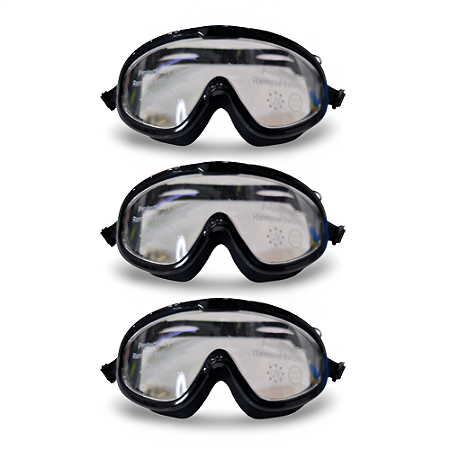 Óculos Natação Infantil Máscara Panorâmica AX Preto Silicone c/ Estojo PROMO - 867 - PACK COM 3