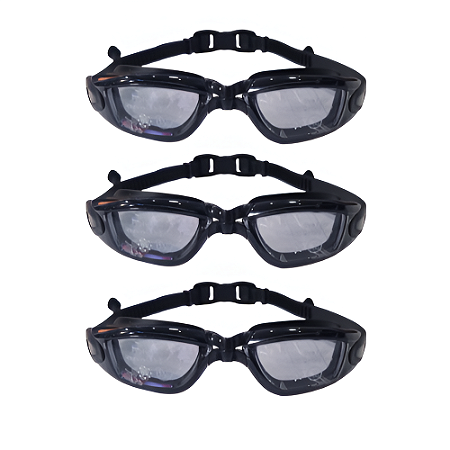 Óculos Natação Adulto AX Silicone PRO Preto com Estojo PROMO - 870 - PACK COM 3