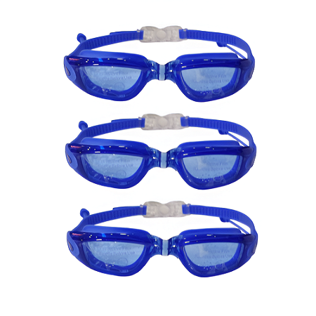 Óculos Natação Adulto AX Silicone PRO Azul com Estojo PROMO - 870 - PACK COM 3
