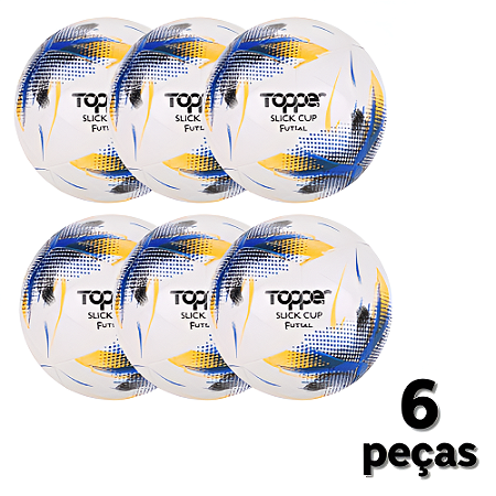 Bola Futebol SALÃO Topper SLICK CUP - Material PU e Camera de Butil - PACK COM 6