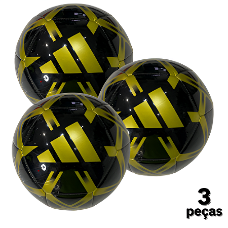 Bola Futebol Campo  ADIDAS STARLANCER - PRETA/DOURADA - PACK COM 3 PÇS