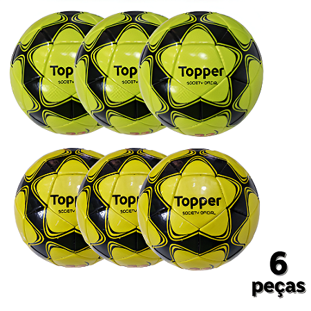 Bola Futebol SOCIETY Topper Oficial 22 Com Costura PROMO  - PACK COM 6
