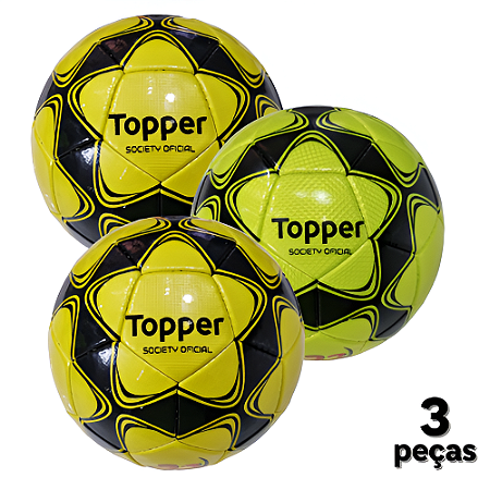 Bola Futebol SOCIETY Topper Oficial 22 Com Costura PROMO  - PACK COM 3