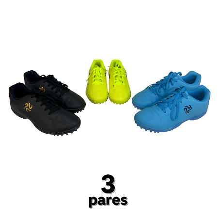Chuteira Salão/Campo/Society Tam. 33 ao 41 AX PROMO - PACK 3 PARES