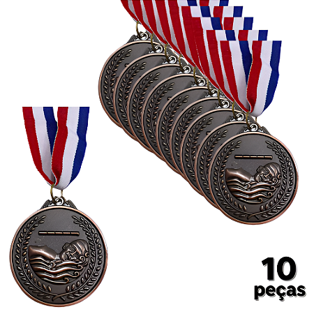 Medalha NATAÇÃO ONDA BRONZE AX 65mm YWA 470 - PACK COM 10