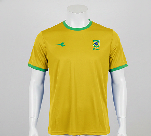 CAMISA DIADORA BRASIL ADULTO MASCULINA AMARELA - PROMO